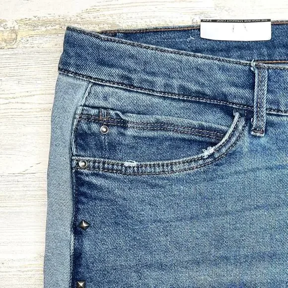 NWT Skinnygirl Plus Sydney Two-Tone Studded Cropped Straight Jean Size 24W 3X - Picture 7 of 16